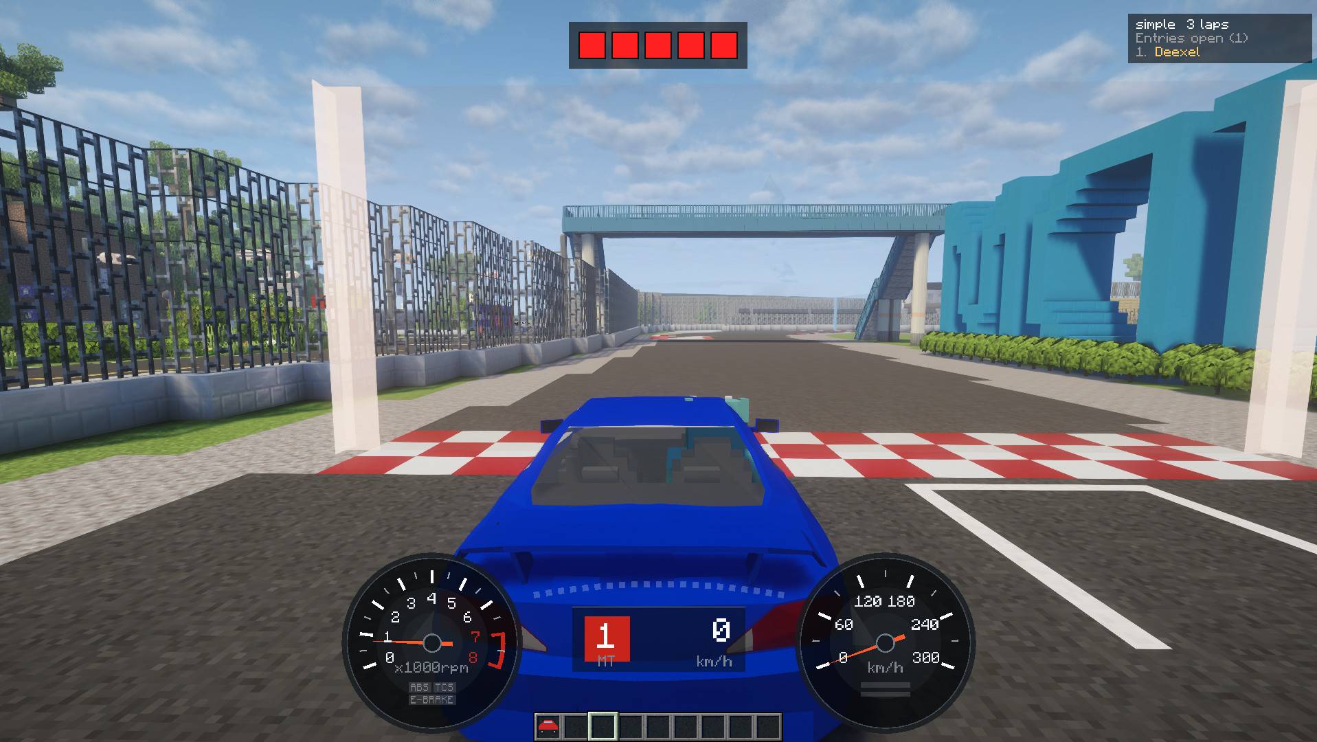 Start lights on a race track